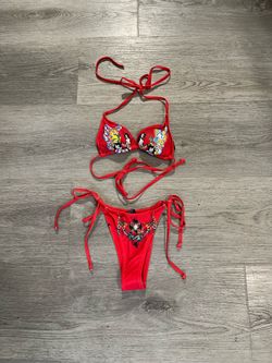 Ed Hardy By Siberia Hills Women’s Red Graphic Bikini Set