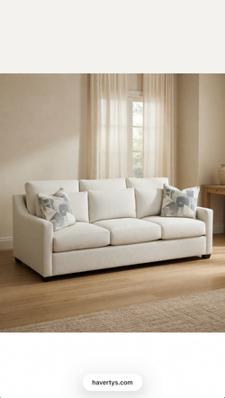 Haverty’s Ford Cream Olefin Sofas – Like New with 4 Pillows – Austin, TX