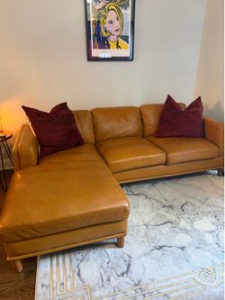 Tan genuine leather sofa