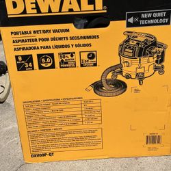 DEWALT Wet and Dry Vacuum 9 Gallon Poly Wet/Dry Vac Yellow Shop Vacuum 5 HP Strong Suction for Jobsite, Workshop 3 in 1 Multi Functions Model: DXV09P