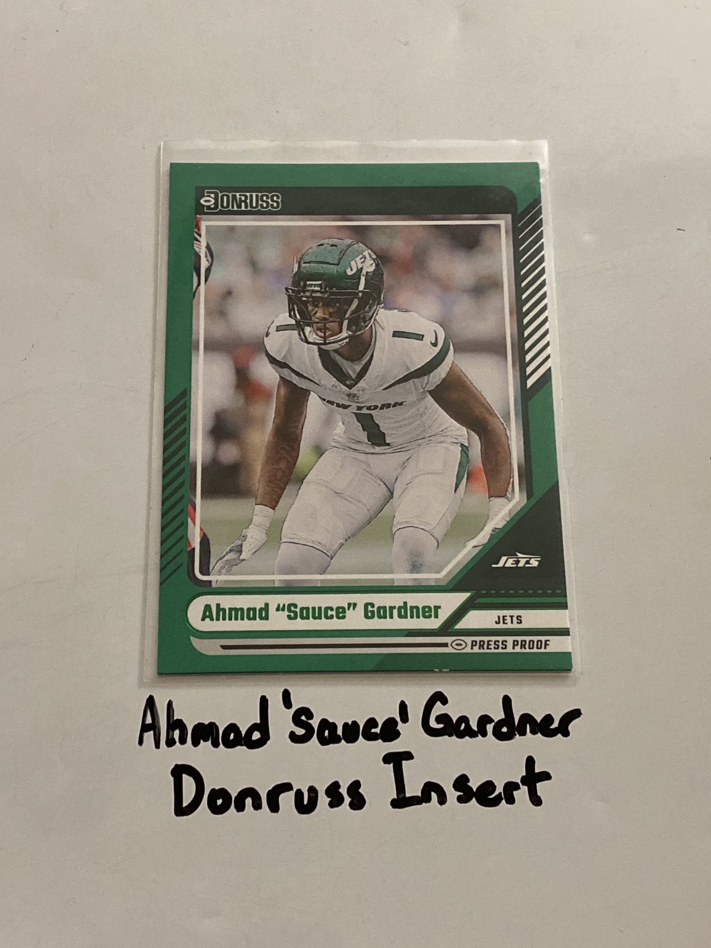Ahmad ‘Sauce’ Gardner New York Jets CB Donruss Short Print Insert Card. 
