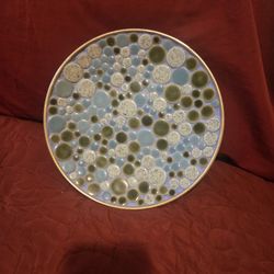 Mosaic Gold Trimmed And Gold Flake On Back Of Plate 