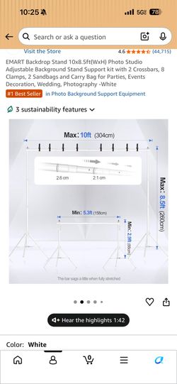 EMART Backdrop Stand 10x8.5ft(WxH) Photo and Green Screen