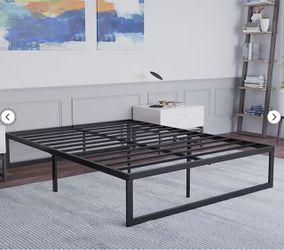 Queen size bed frame with slats and headboard