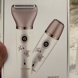 (New) Female electric razor, female Tencoz hair removal 2 in 1 wet and dry, painless charging, suitable for leg underarms and bikini pop-up trimmer 2