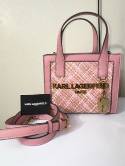 Karl Lagerfeld Paris Pink Tweed Mini Tote Bag