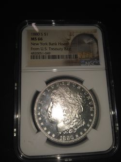 1880 SMS 66 NGC graded Morgan silver dollar beautiful condition from the New York Bank