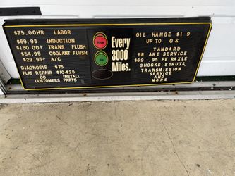 Mechanic Shop Service Rate Display Panel