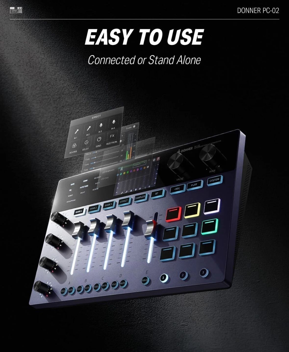 Donner PC-02 Integrated Audio Production Workstation 4 Channels Podcast Record