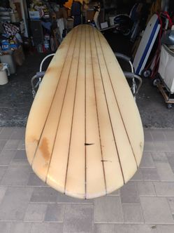 Vintage surfboard 10 ft 2 in 23 inches wide 10-in skag fixed fin