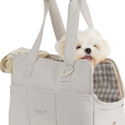 Dog Carrier for Small Dogs with Large Pockets, Cotton Bag, Dog Carrier Soft Sided, Collapsible Travel Puppy Carrier (Medium, Up to 16lbs, 17 * 7.5 * 1