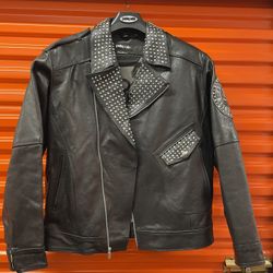Pelle pelle Black Leather Studded Jacket Size 46 Clean Like New! 