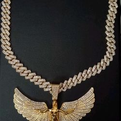 Gold Angel Cuban 20inch Necklace 