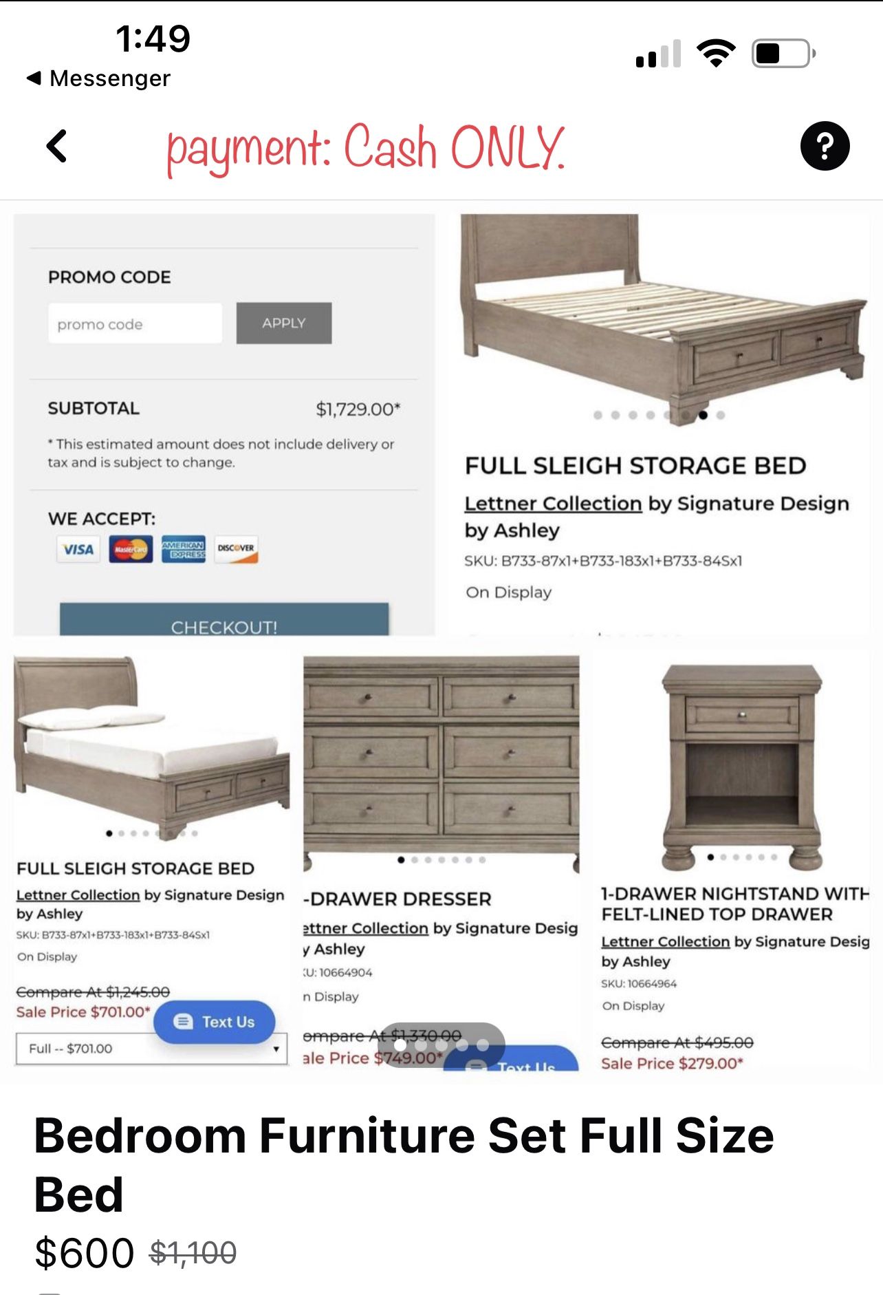 Full Size Bedroom Set From Pilgrims Furniture Store