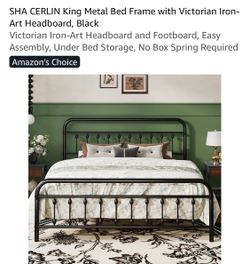 SHA CERLIN King Metal Bed Frame Black