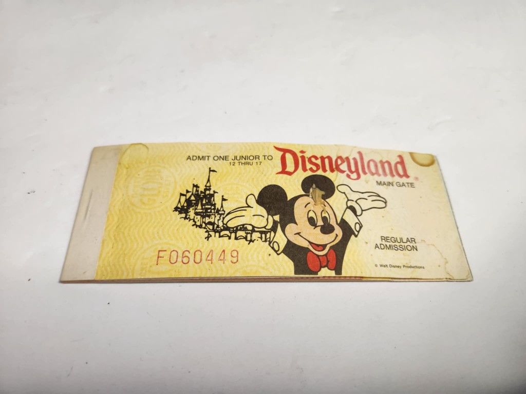 Vintage Disneyland Ticket Book w/Main Gate Admission Junior COMPLETE Disney