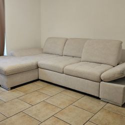 Off White Micro Fiber Chase Sleeper Sectional