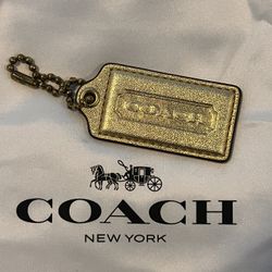 COACH Hangtag Medium 2.5” Gold Metallic Leather Handbag Purse Tag