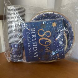 80th Party Dinner Plates Dessert Plates Napkins And Cups