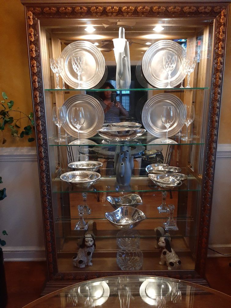 Display Curio China Cabinet (5 glass shelves with side doors) size: 50 inches wide x 80 inches tall x 13 inches deep
