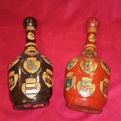 Vintage Italian Decanters Leather A Pair