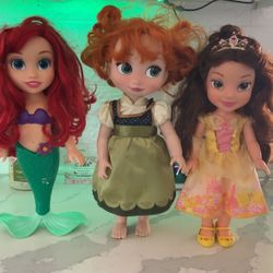 Ariel Anna And Belle Dolls 