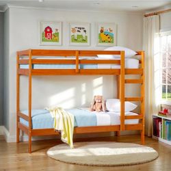 Twin Over Twin Wooden Bunk Bed