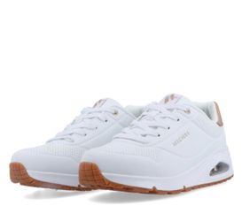 Skechers Uno Gen1 Shimmer Away Girls Sneakers White/Rose Gold Size 3.5