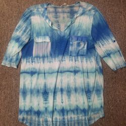 Jr XL Faith and Joy sheer blue blouse Lot 54