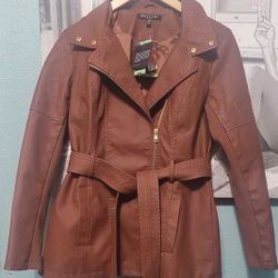 Brown Faux Leather Jacket 