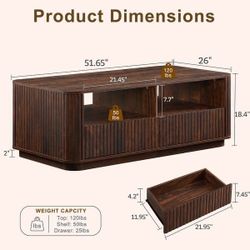 Modern Coffee Table, Wood Center Table, Sofa Table w/ Hidden Drawers - Walnut
