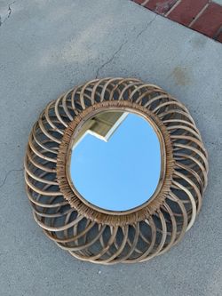 Round Rattan Wall Mirror