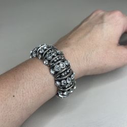 Silver and crystal rhinestone chunky statement bracelet