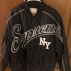 Supreme Contrast Script Varsity Jacket (Black) LARGE FW2020 NEW