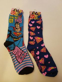 Superman Valentines Day themed socks 2 pairs DC Comics superhero hero