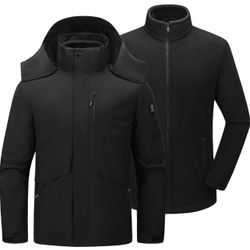 L size Men's Winter Coat Windproof Ski Jacket Waterproof Thickened Parker Coat Rain Jacket Warm Clothing