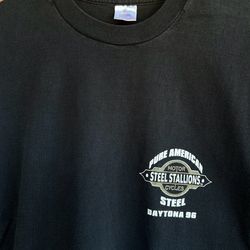 Vintage Steel Stallions Motorcycles Daytona 1996 T-shirt XXL Thrashed