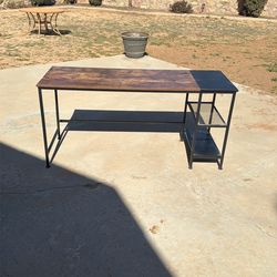 Industrial Chic Console Table – Metal Frame + Distressed Wood T