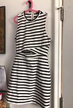 Express black and white strip dress