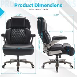 ✌️ Big and Tall Office Chair, Adjustable Headrest&Lumbar Support, Flip Arms, Large Wheels &Heavy Duty Metal Base, Ergonomic High Back Computer Chair I