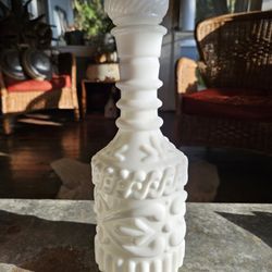 Vintage Milk Glass Wiskey Bottle Jim Bean Decanter