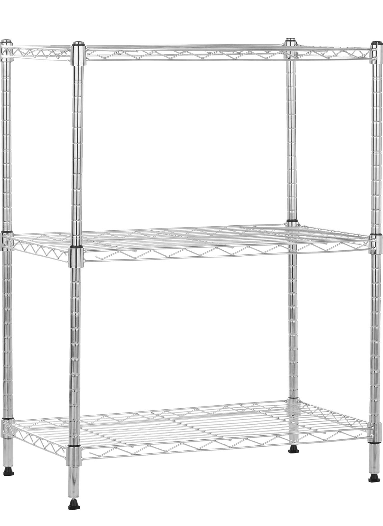 3-Shelf Adjustable, Heavy Duty Storage Shelving Unit (250 lbs loading capacity per shelf), Steel Organizer Wire Rack, 23.2" L x 13.4" W x 30" H, Chrom