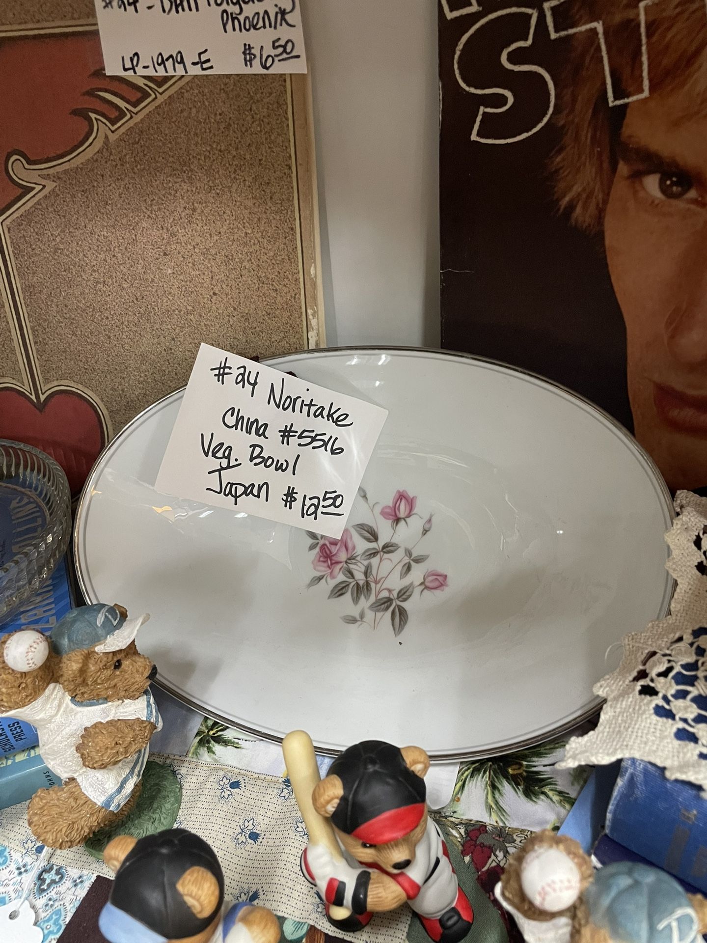 Bowl 10”Veg Japan Noritake 50’s Pink Roses