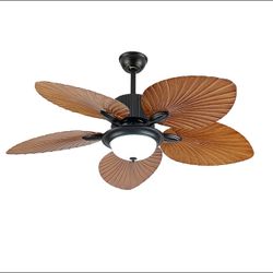 52″ Oukaning Palm‑Leaf Ceiling Fan w/ LED & Remote – Model HG‑HCXLST‑3368‑US