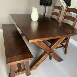 Pottery  Barn Table / 2 Chairs & Bench