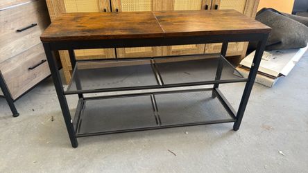 Shoe bench with Metal Mesh Shelves