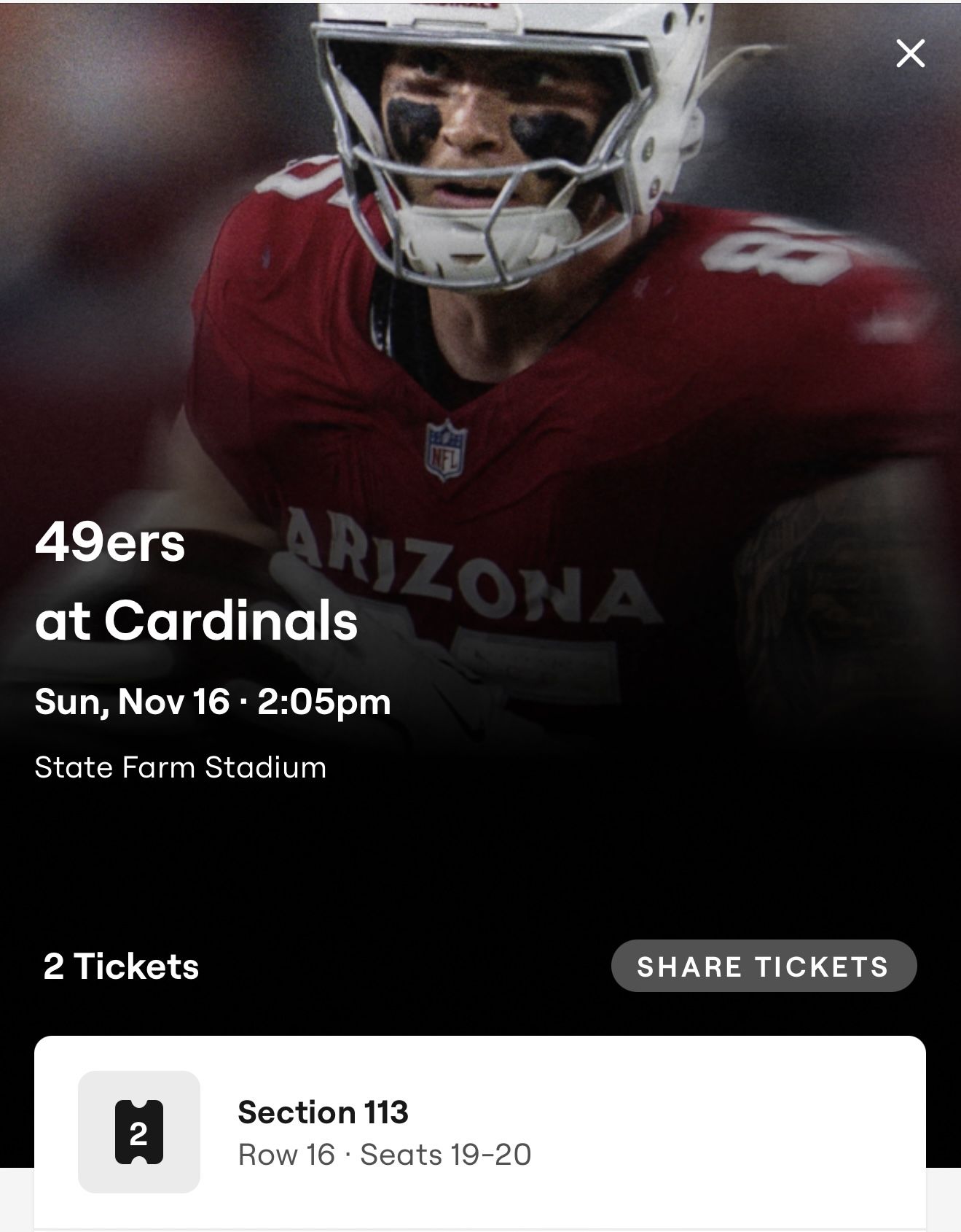 AZ Cardinals vs San Francisco Niners 11/16/25