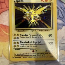 Zapdos Holo Pokemon Base Set Unlimited 