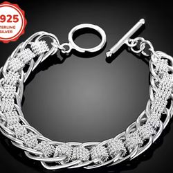 New Sterling Silver 925 Women’s beautiful bracelet 35.42 grams 7.8 inches