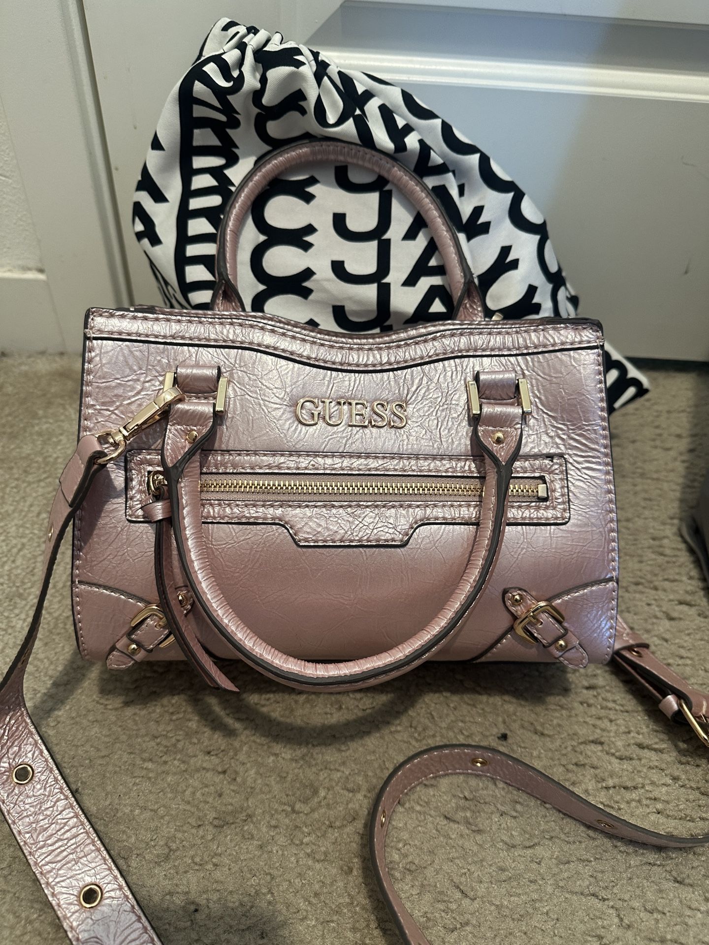 Retro Guess Tote Purse Metallic Pink